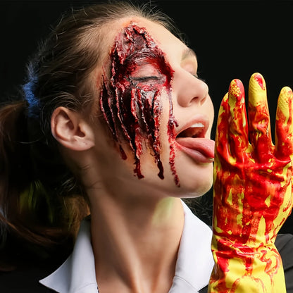 1pc Halloween Fake Blood Makeup Kit, Bright Red Coagulated Fake Blood Paste with Sponge, Realistic Artificial - product image 6