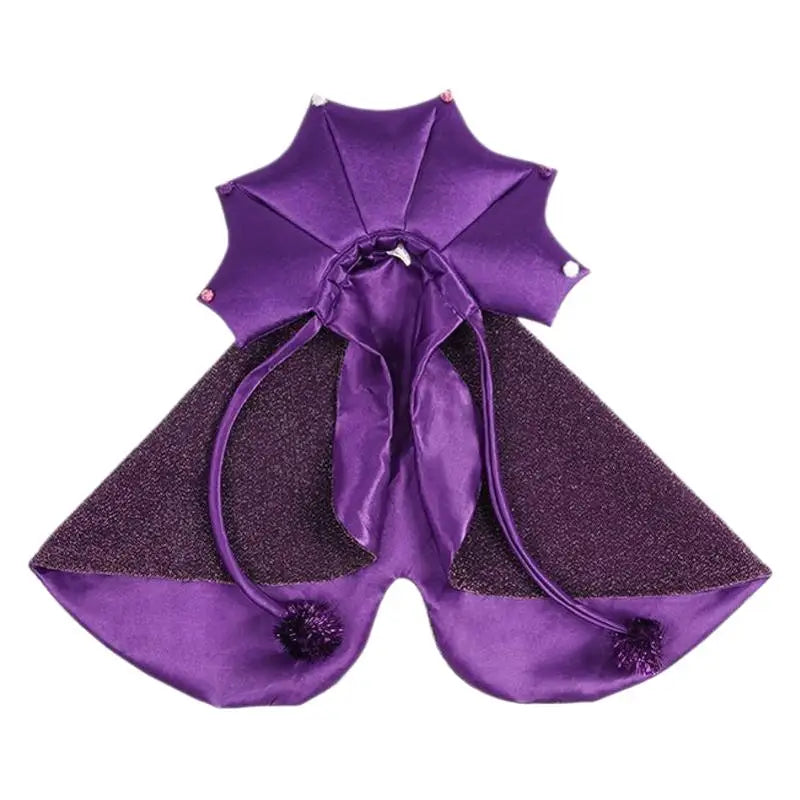 Funny Star Cat Dog Witch Cloak Set with Soft Purple Cloth and Matching Hat –