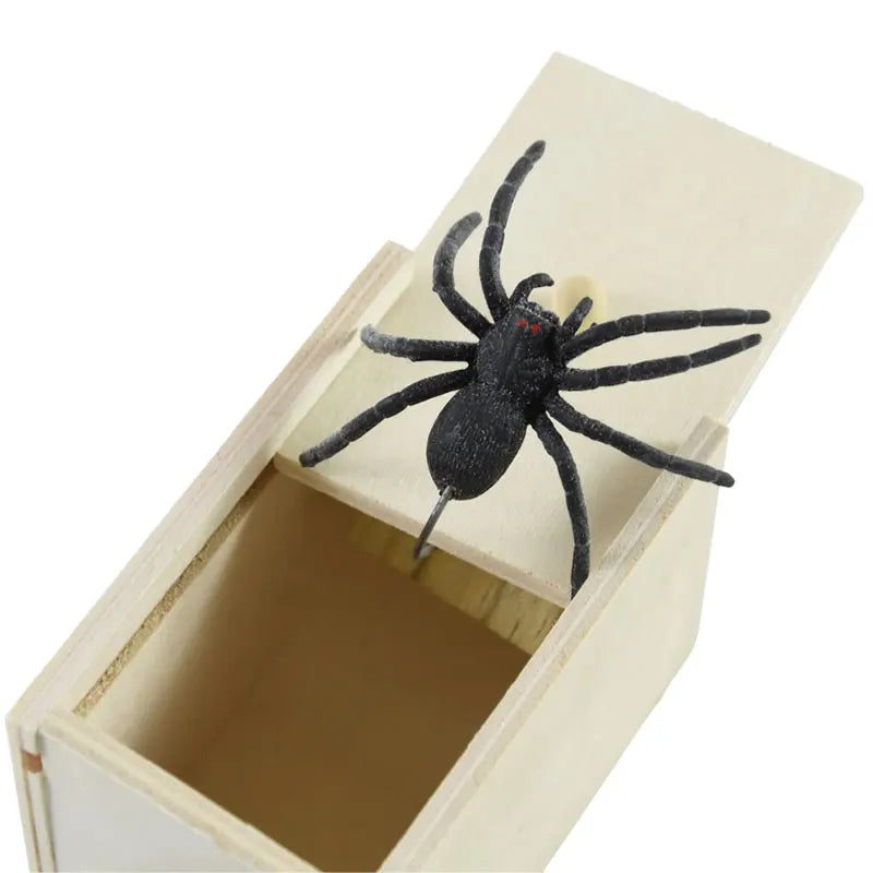 Tricky Fake Spider With Small Wooden Box Prank Joke Toy Haunted House Horror Props Kids Gift Halloween Party - product image 5