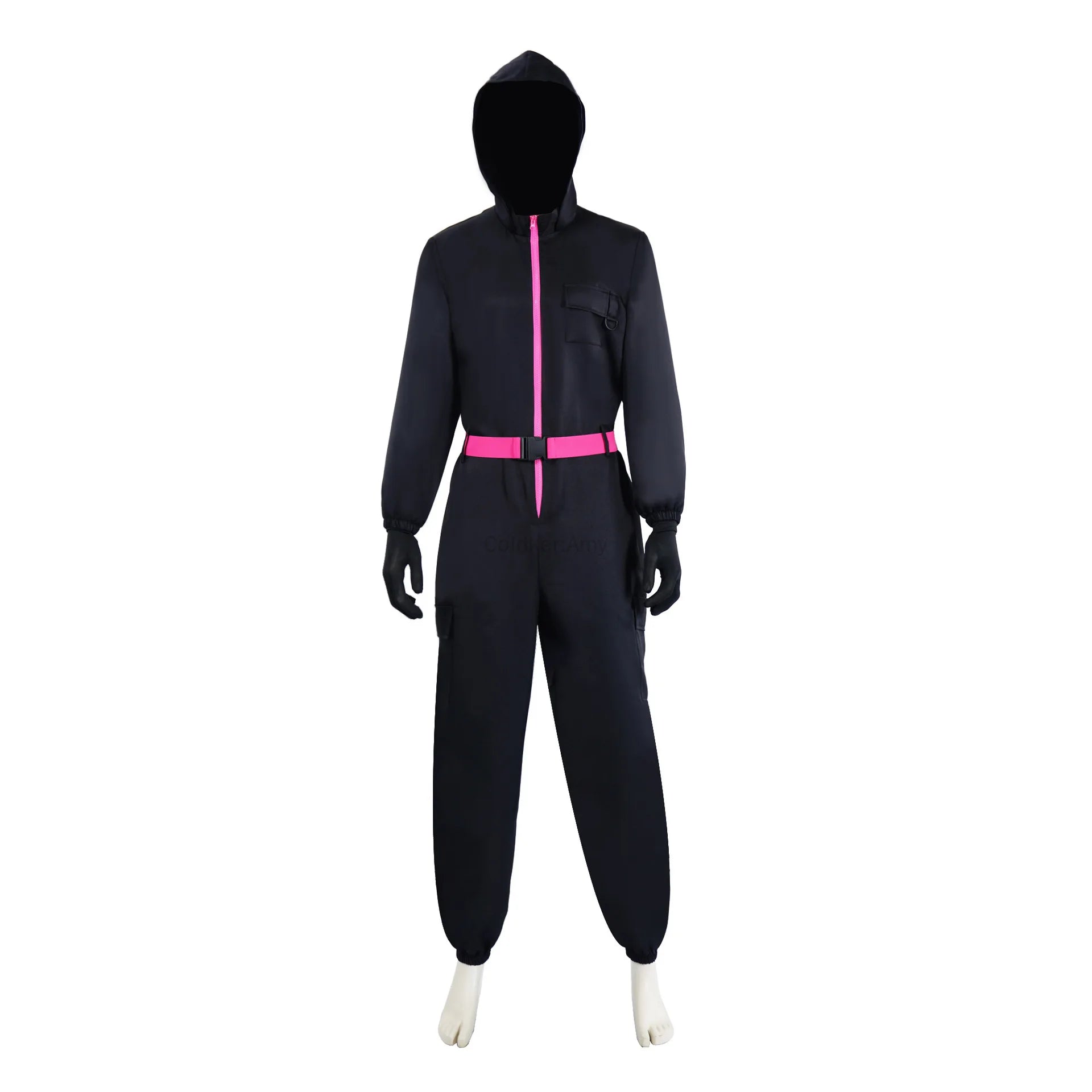 Halloween Costume Outfit TV Game Adult Kids Pink Red Jumpsuit Costume Set with Gloves - red set / Kid 150