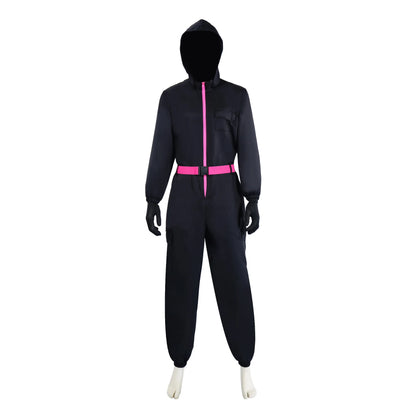 Halloween Costume Outfit TV Game Adult Kids Pink Red Jumpsuit Costume Set with Gloves - red set / Kid 150