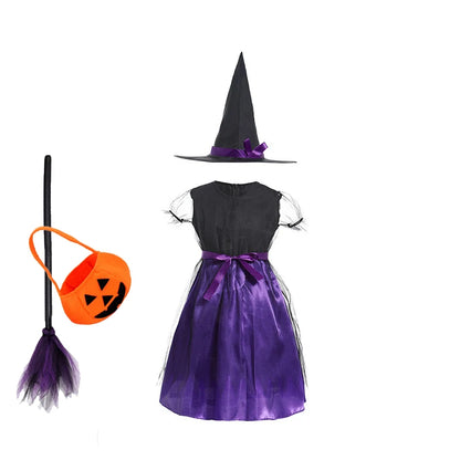 5 Styles Halloween Costume for Kids Girls Purple Bat Dress Halloween Fantasy Vampire - Pink / 4T(120)