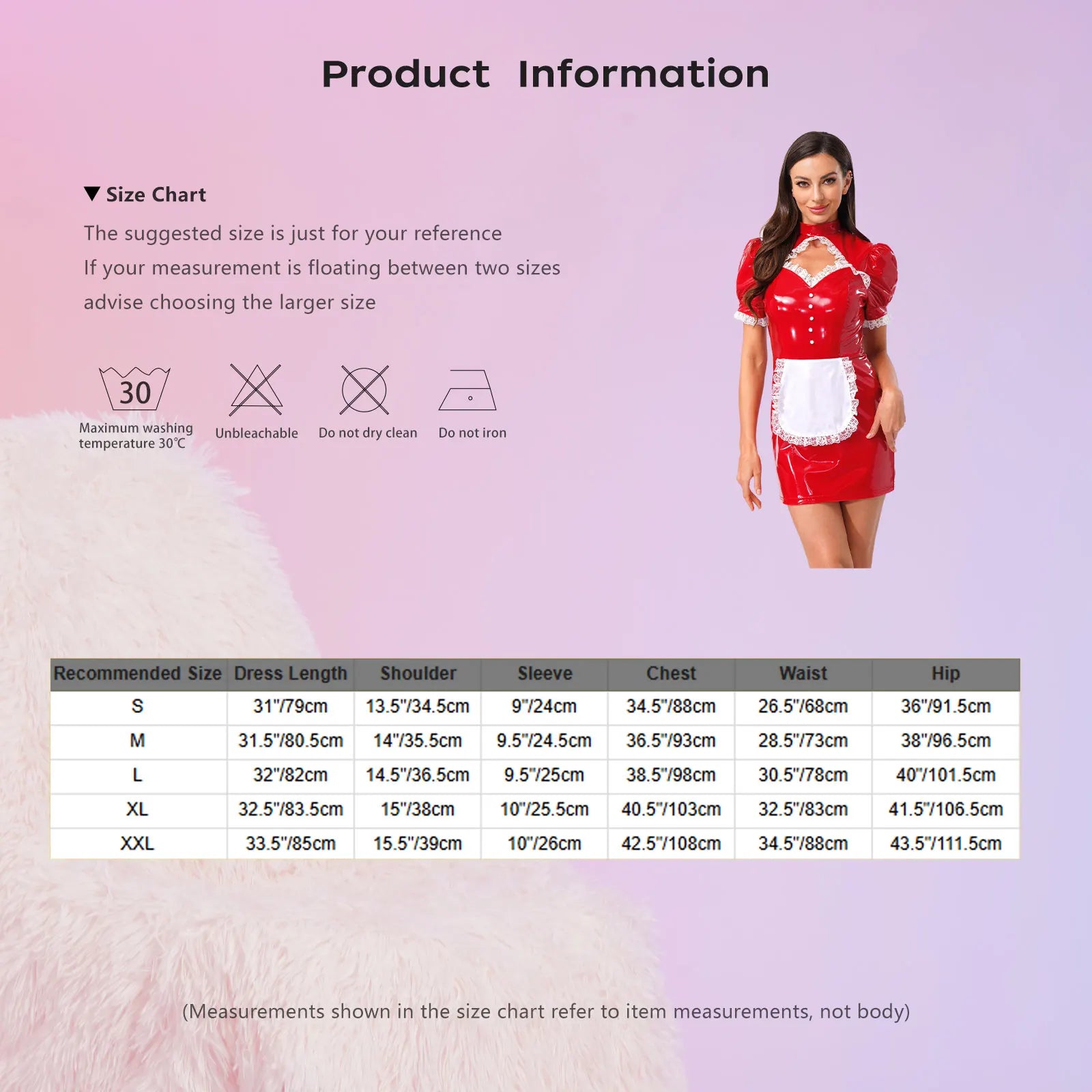 Womens Maidservant Halloween Party Outfits PU Leather Maid Cosplay Costume - product image 5