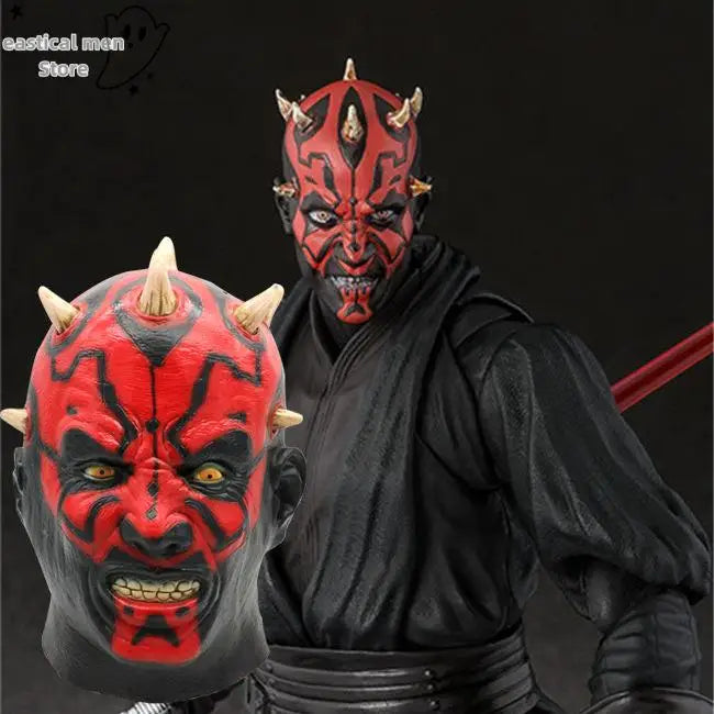 2025 New Halloween Cosplay Mask The Phantom Menace Darth Maul Costume Latex Helmet Party Carnival Props A