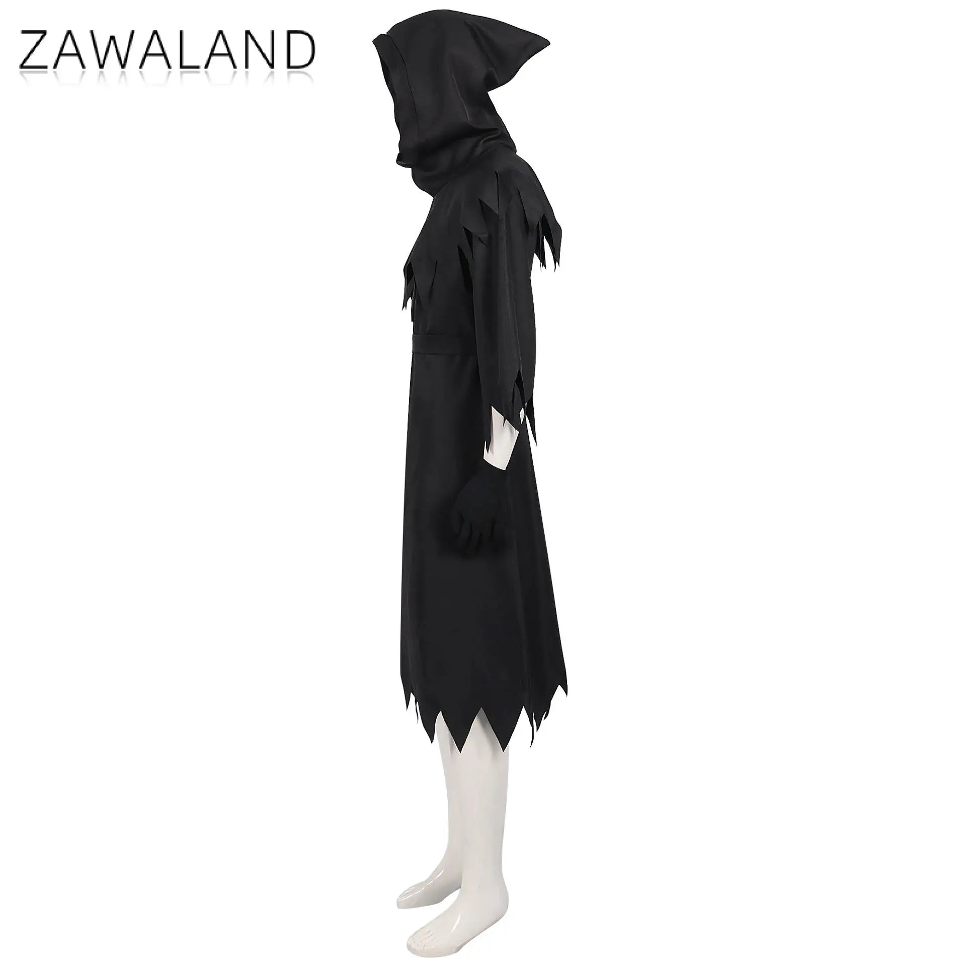 Zawaland Halloween Death Costume Medieval Grim Reaper Robe Gothic Monk Cloak with - with sickle / XXL