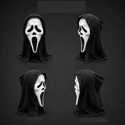 Ghost Face Scream Mask with Black Hood Latex Scary Mask Halloween Cosplay Party Haunted House Costume Prop - product image 2