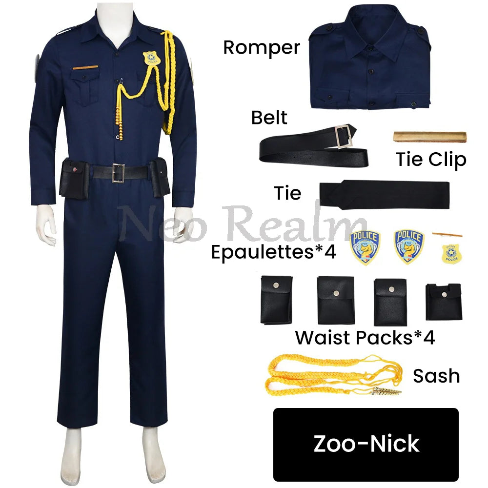 Adult Anime Fox Costume Cartoon Police Outfits Halloween Outfit for Men Women Easter - Set 2 / M