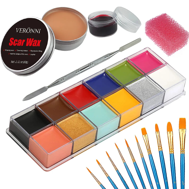 12/20 Colors Face Body Painting Fake Blood ,Halloween Professional Special Effects Makeup Kit with Wound - product image 12