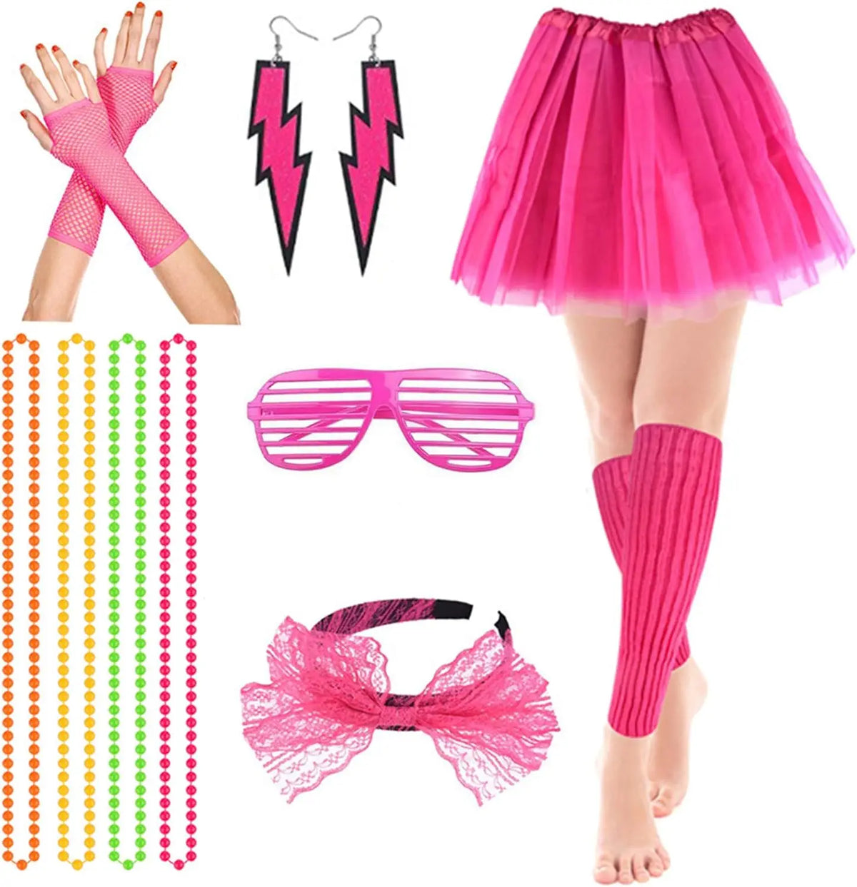 Women's 1980s Neon Costume Accessories – Tutu, Leg Warmers & Party Sets