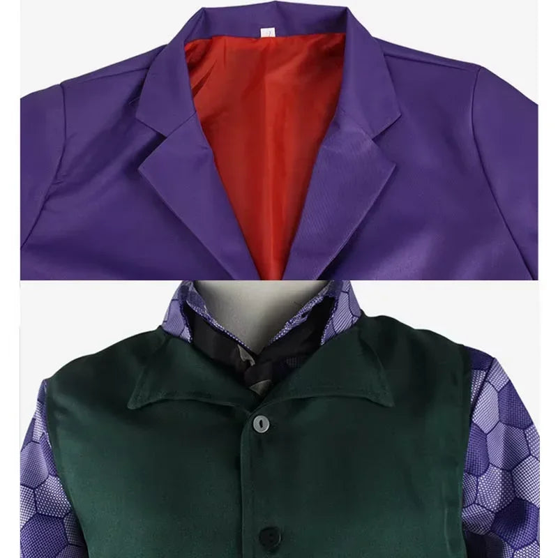 The Dark Knight the Joker Costume Clown Full Set Coat Shirt Vest Tie Suit Outfits Joker - costume only / XXL