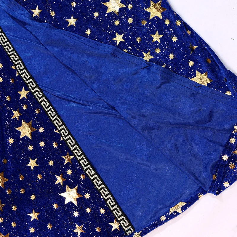 Adults Halloween Costumes Wizard Glittering Stars Robe Pointy Hat Costume Suit Fancy - View 4