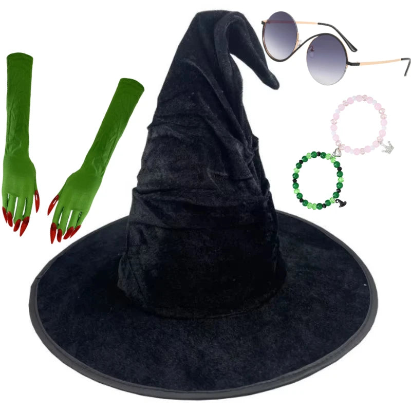 Elphaba Glinda Wicked Witches Hats Black Large Ruched Witch Hat Women Costume Accessory Halloween Cosplay - product image 1