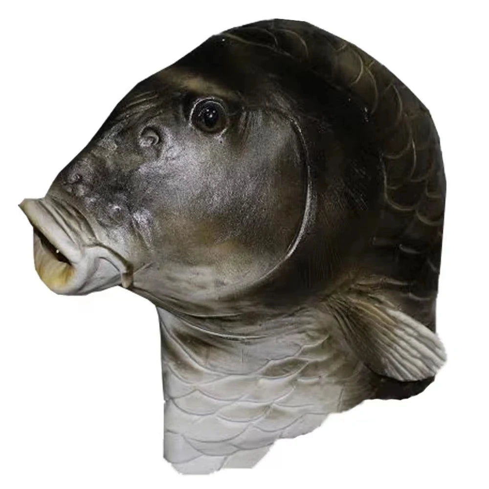 Fish Head Mask Funny Animal Black Carp Mask For Halloween BirthdayParty