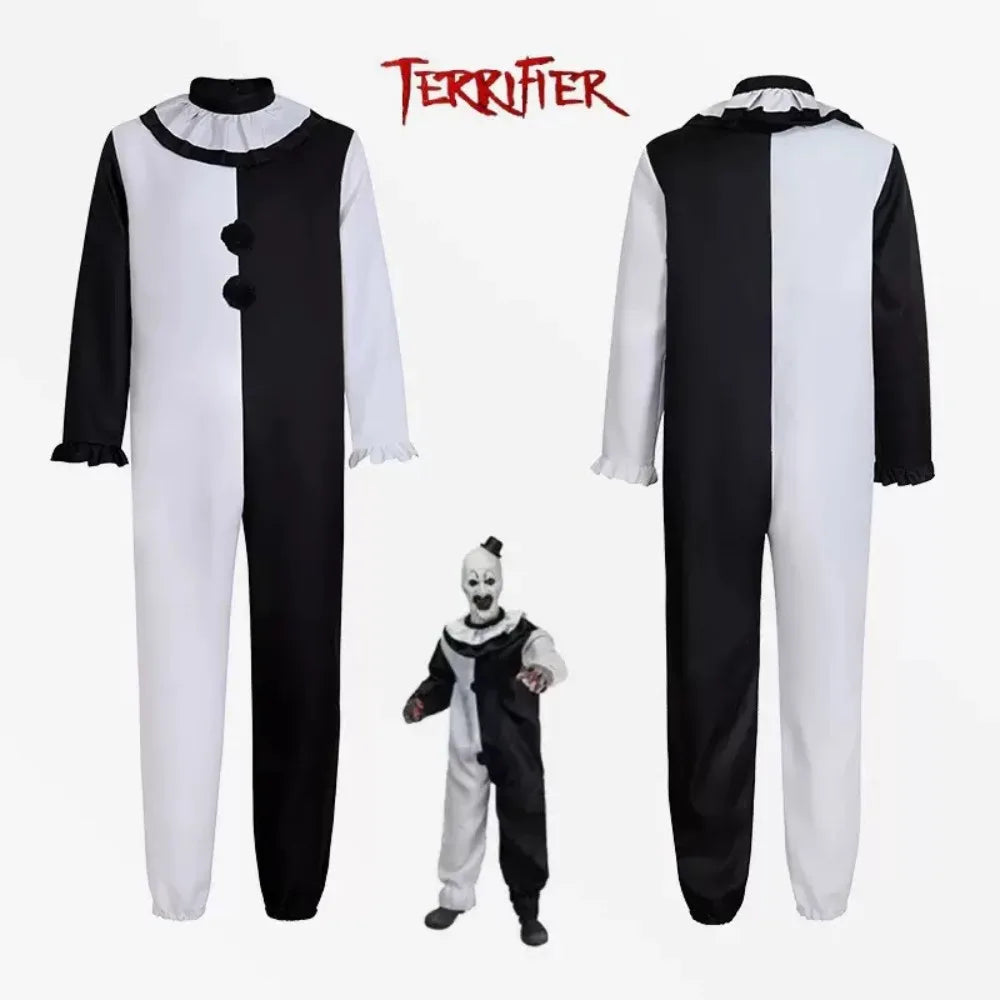 Terrifier Art Clown Joker Costume Men Jumpsuit Women Up Horror Dress Suit Halloween - A / Kid 47.2–51.2 in (120–130 cm)