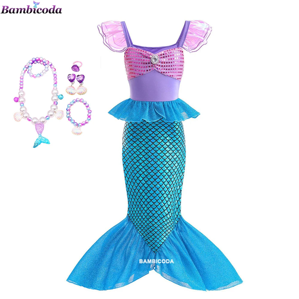 Ariel-Inspired Mermaid Princess Costume for Girls | Dress-Up Gown
