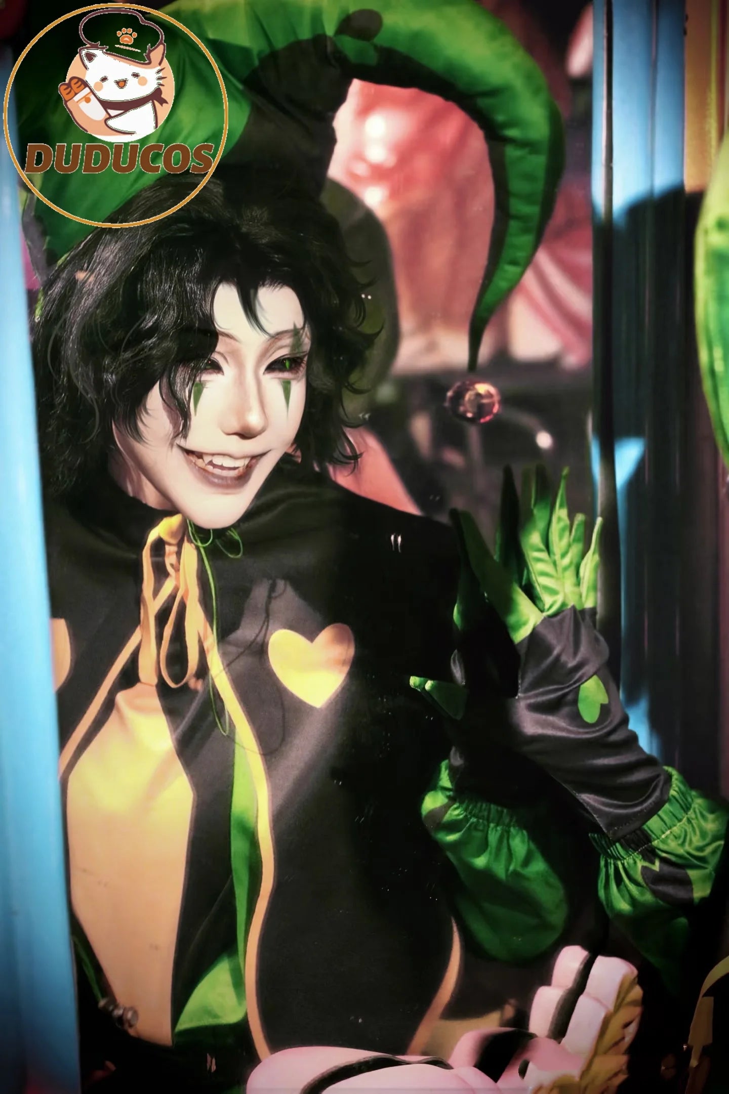 The Freak Circus Pierrot Costume Clown Outfit Game Halloween Horror Men Cosplay Expo - costume without mask / XL