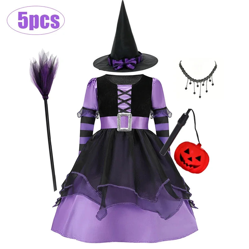 Halloween Vampire Costume for Kids Girls Devil Witch Gothic Ghost Bride Clothes Demon Bride Queen Cosplay - product image 6