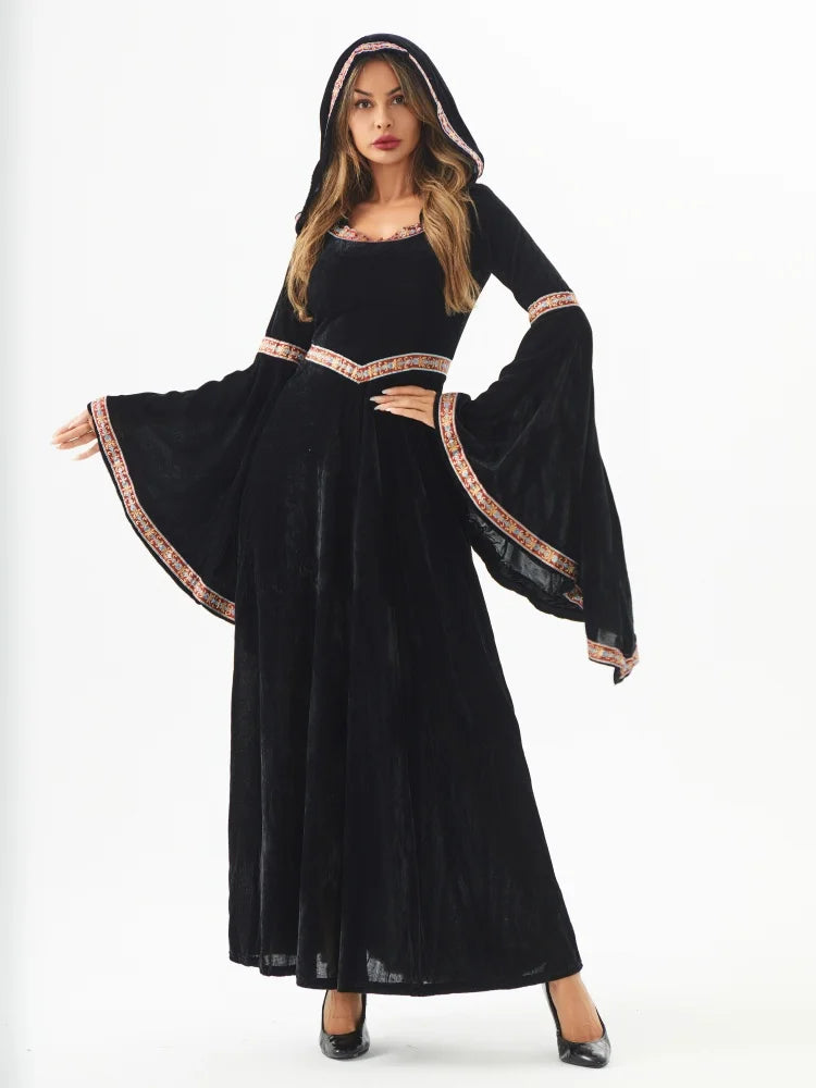 Medieval Retro Gothic Hoodie Witch Long Skirt Luxury Women's Party Dress Cosplay Vampire Halloween Adult - product image 7