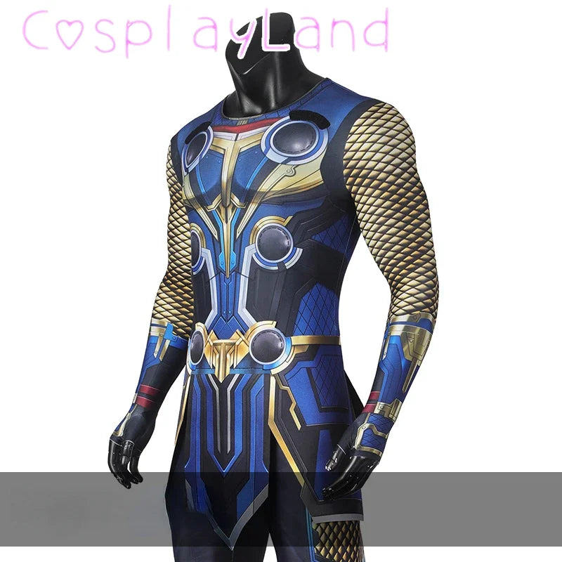 Halloween 3D Printing Bodysuit Love and Thunder Costume Odinson Outfit with Jumpsuit Cape - Jumpsuit / XXXL