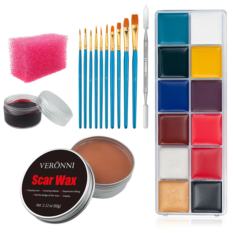 12/20 Colors Face Body Painting Fake Blood ,Halloween Professional Special Effects Makeup Kit with Wound - product image 8
