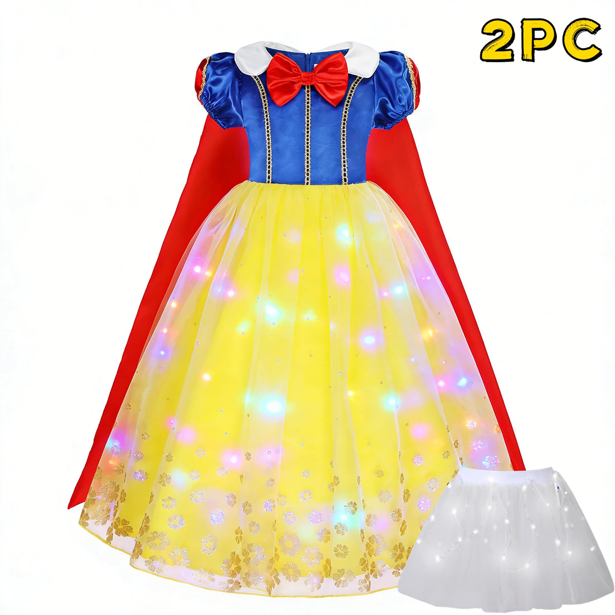 LED Snow Princess Costume for Girls | Dress, Cape & Headpiece Options