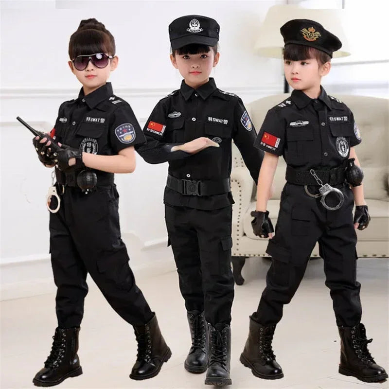 Cosplay Children Policeman Costumes Kids Christmas Party Carnival Police Uniform Halloween Boys Army