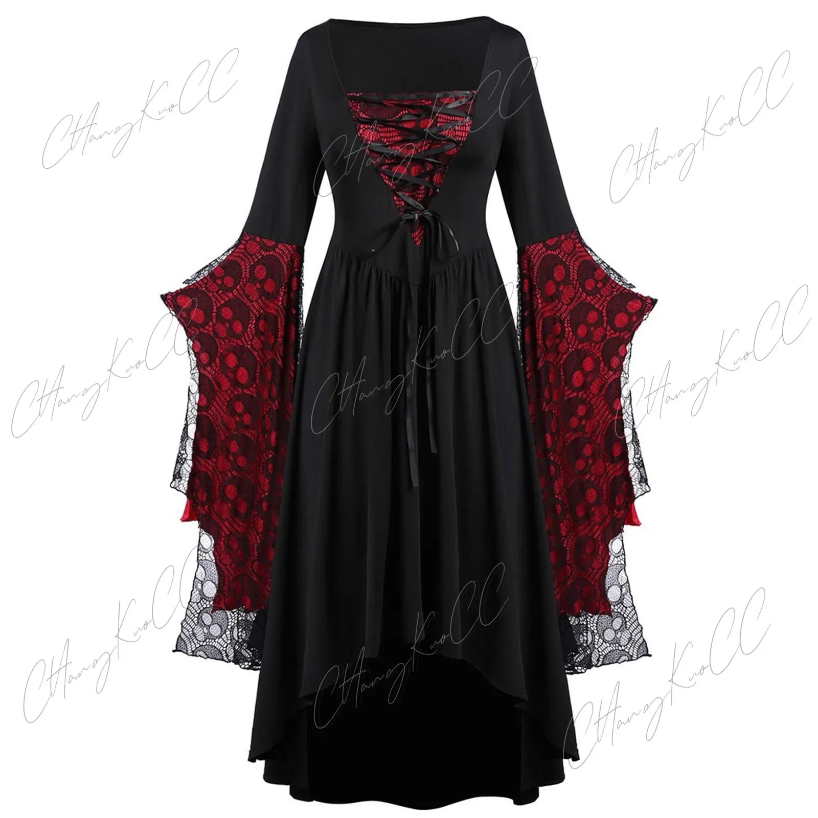 Vintage Halloween Cosplay Costume Witch Vampire Gothic Dress Ghost Dresses Up Party Printed Medieval Ghost - product image 2