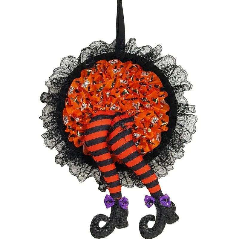 Witch Hat & Legs Halloween Door Wreath
