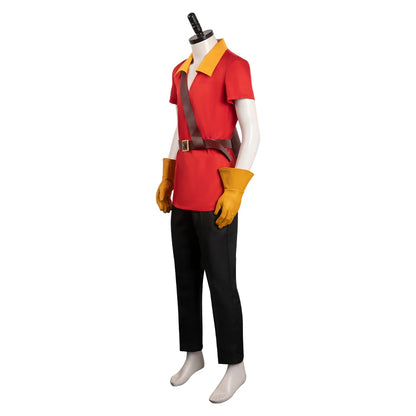 Gaston Costume Shirt Top Pants Gloves Belt Full Outfits Boys Men Adult Halloween Disguise - Male / M