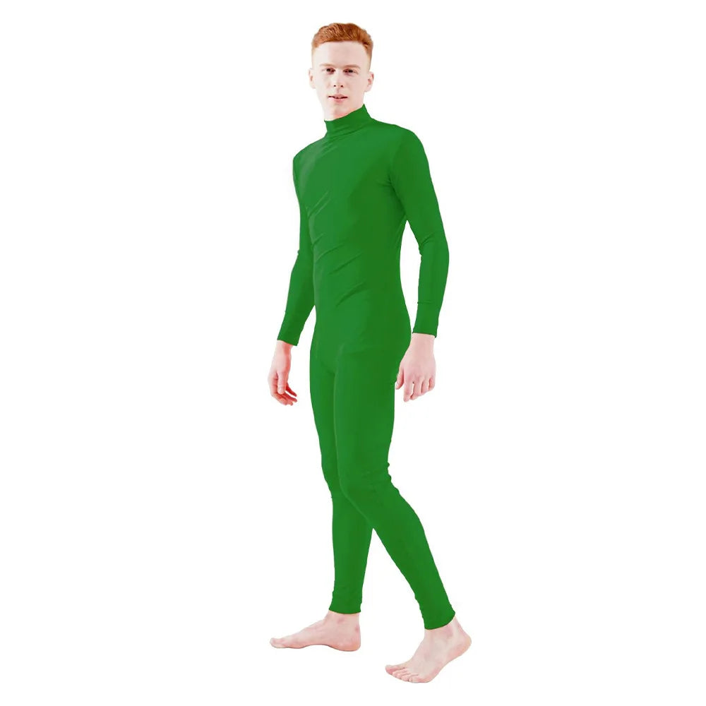 Kids' Full Bodysuit Zipper Without Hood Zentai Unitard Jumpsuits Green Costume - alternate view 14