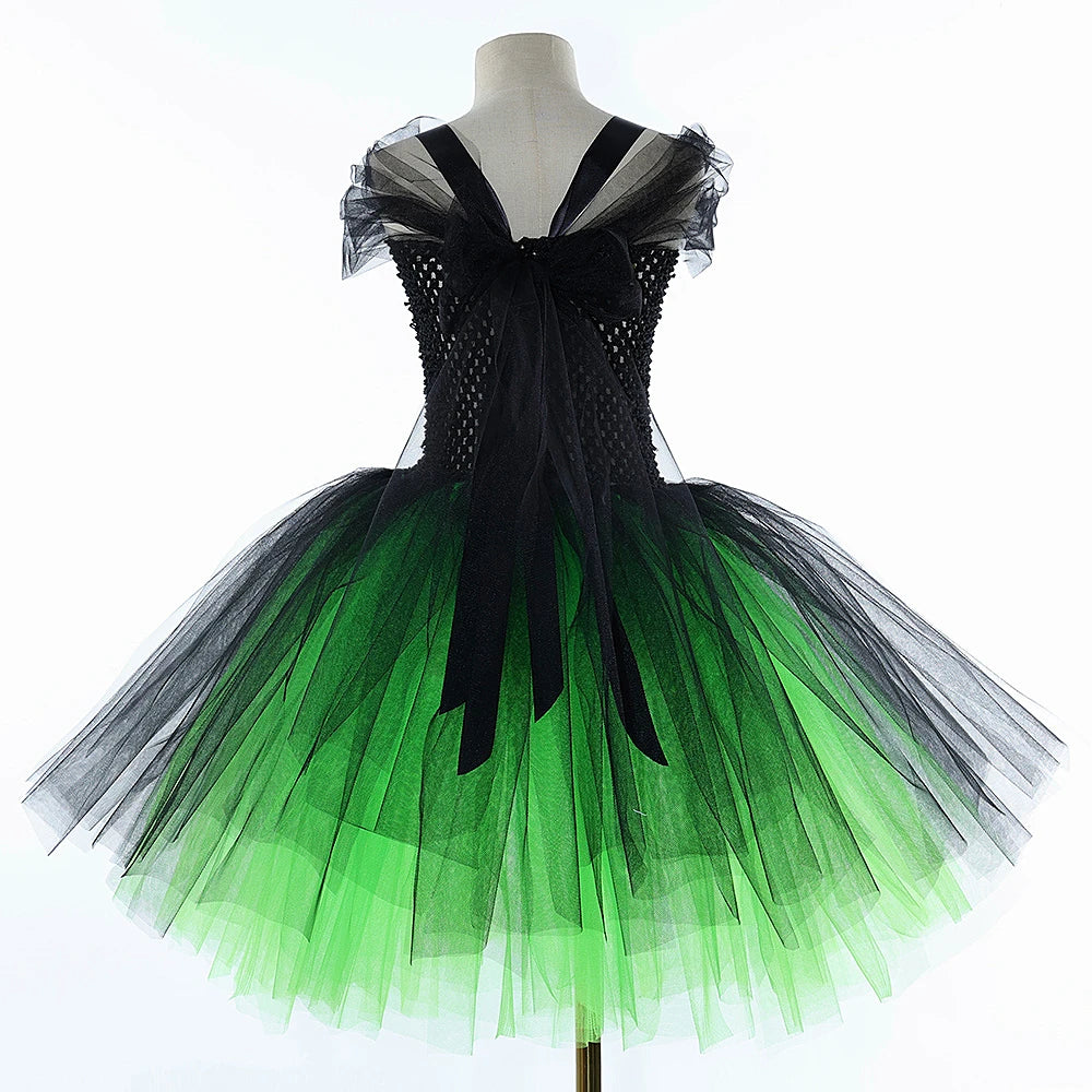 Green Black Witch Green Witch Queen Costumes for Girls Halloween Fancy - product image 4