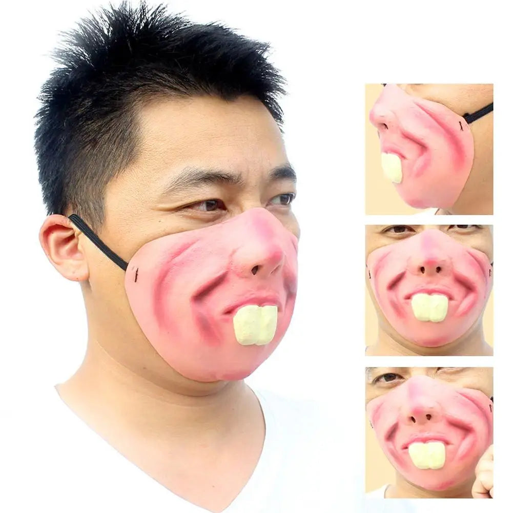 Unique Half-face Clown Mask Latex Costume Props Humorous Elastic Band Horrible Scary Masks - C