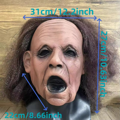 Halloween Lady Mask Realistic Old Man Mask Creepy Human Latex Masks Scary Screaming - View 2