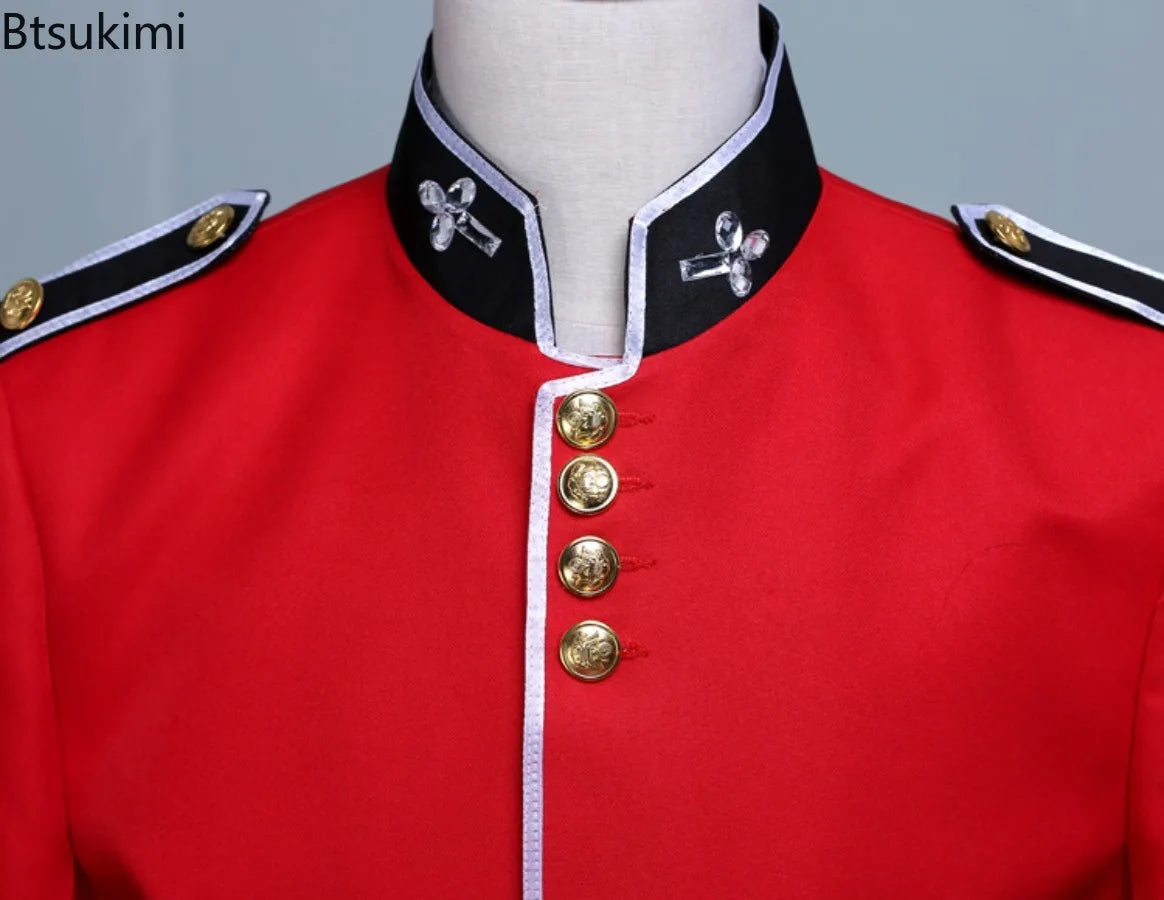 Men's British Royal Guard Uniform Tunic Jacket Guards 2-piece Halloween Costume - Red / M(154.3–165.3 lb (70–165.3 lb (75 kg)))