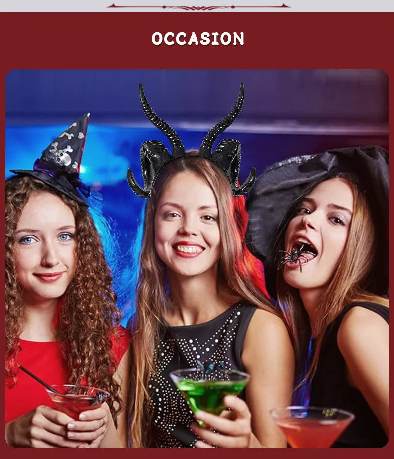 Halloween costume headwear, sheep horn headband, sheep horn cosplay party, ball costume props, dark style