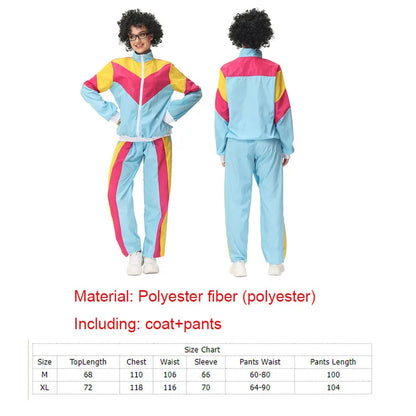 Adult Women Men 80s 90s Retro Sportwear Hippie Disco Cosplay Costume Outfits Halloween Carnival Suit Party - product image 7