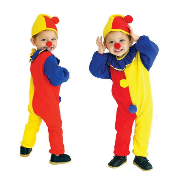 Novelty Kids Kids Circus Clown Costume Naughty Harlequin Jumpsuit Boys Girls Halloween - XL