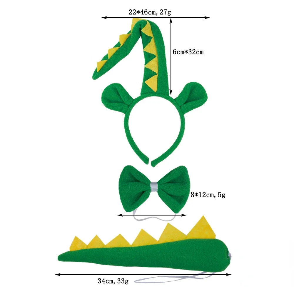 Girls Women Kids Animal Costume Dinosaur Green Tutu Skirt Ear Headband Bowtie Tail Cosplay Props Halloween - product image 15