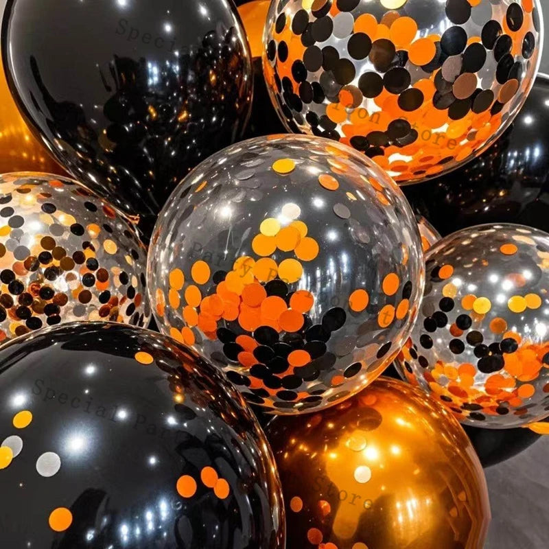 Halloween Balloon Set 150 Pack Black Orange Confetti Filled Latex Balloons - product image 2