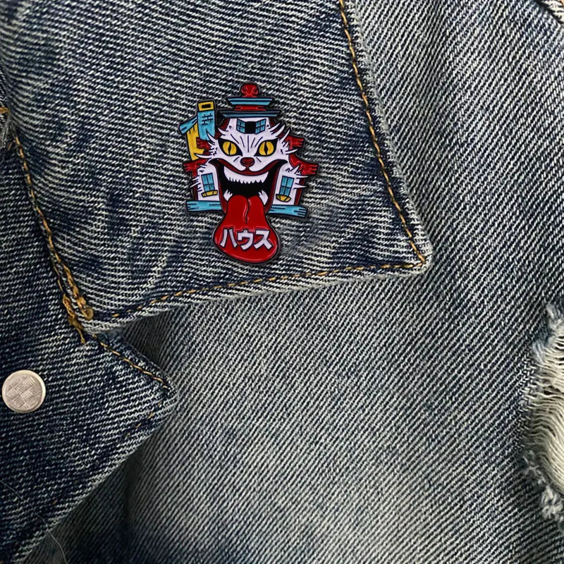 Halloween Horror Funny Midnight Movie Japanse Film Hausu 1977 Enamel Pin Weird Cat House Badge Brooches - product image 6