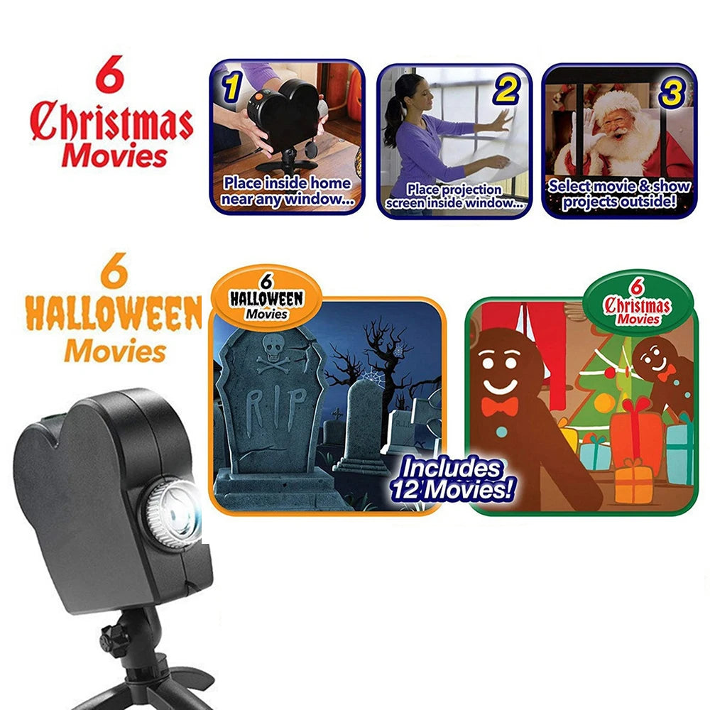 Halloween Christmas Window Projector Outdoor Atmospheric Feeling Festival Projection Home Room Office