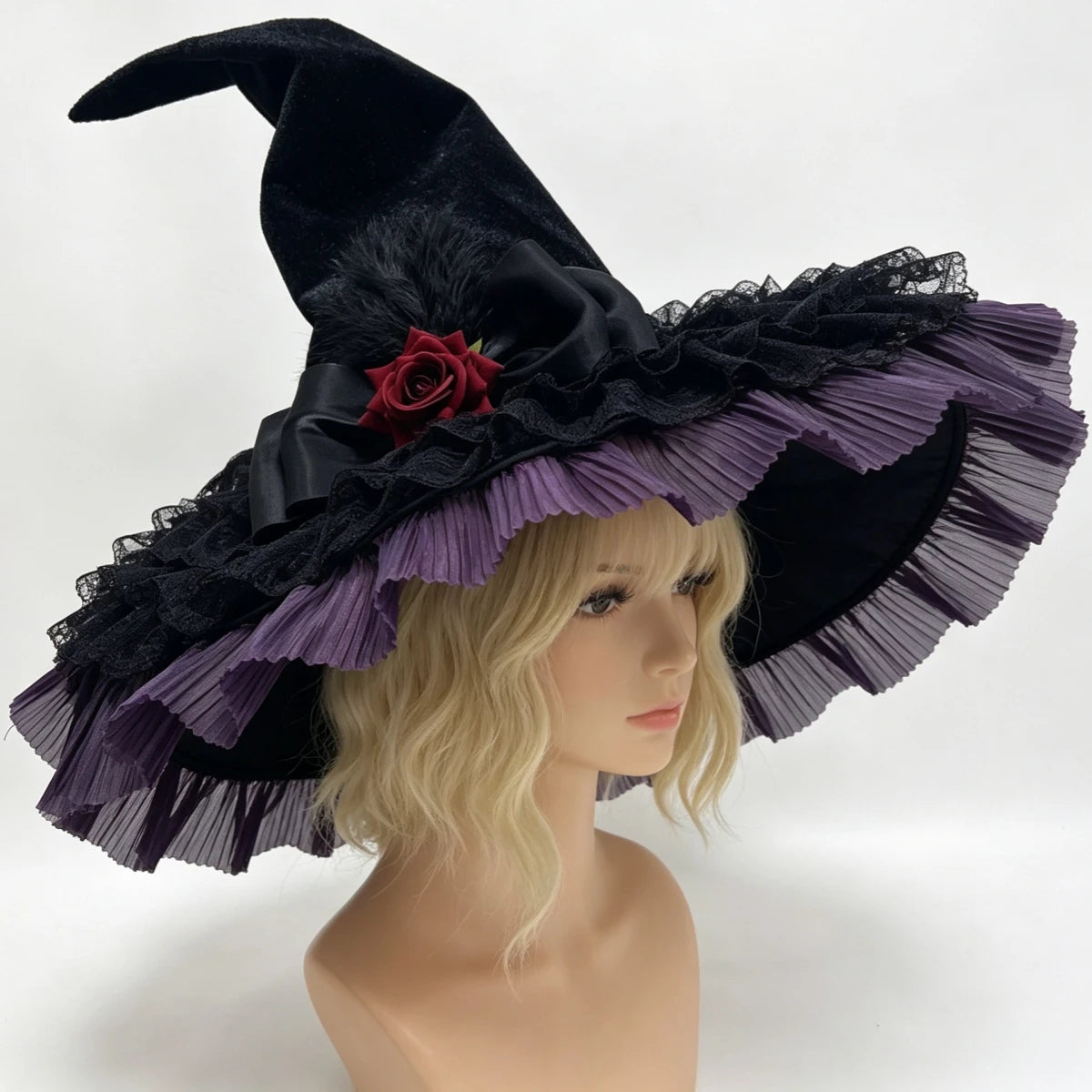 Gothic Halloween Witch Hat and Broom Set Witch Pointed Witch Flying Party - product image 8