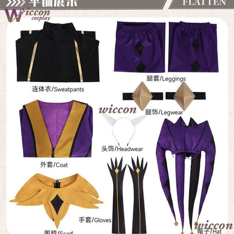 YESoK Adult Clown Costume Freak Circus Pierrot & Harlequin Jester Set for Halloween - pierrot wig / M