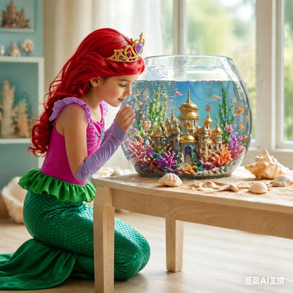 Ariel Little Mermaid Short Sleeve Tulle Dress for Girls Cosplay Princess Costume Carnival Birthday Party Outfit 2-8Y Vestido