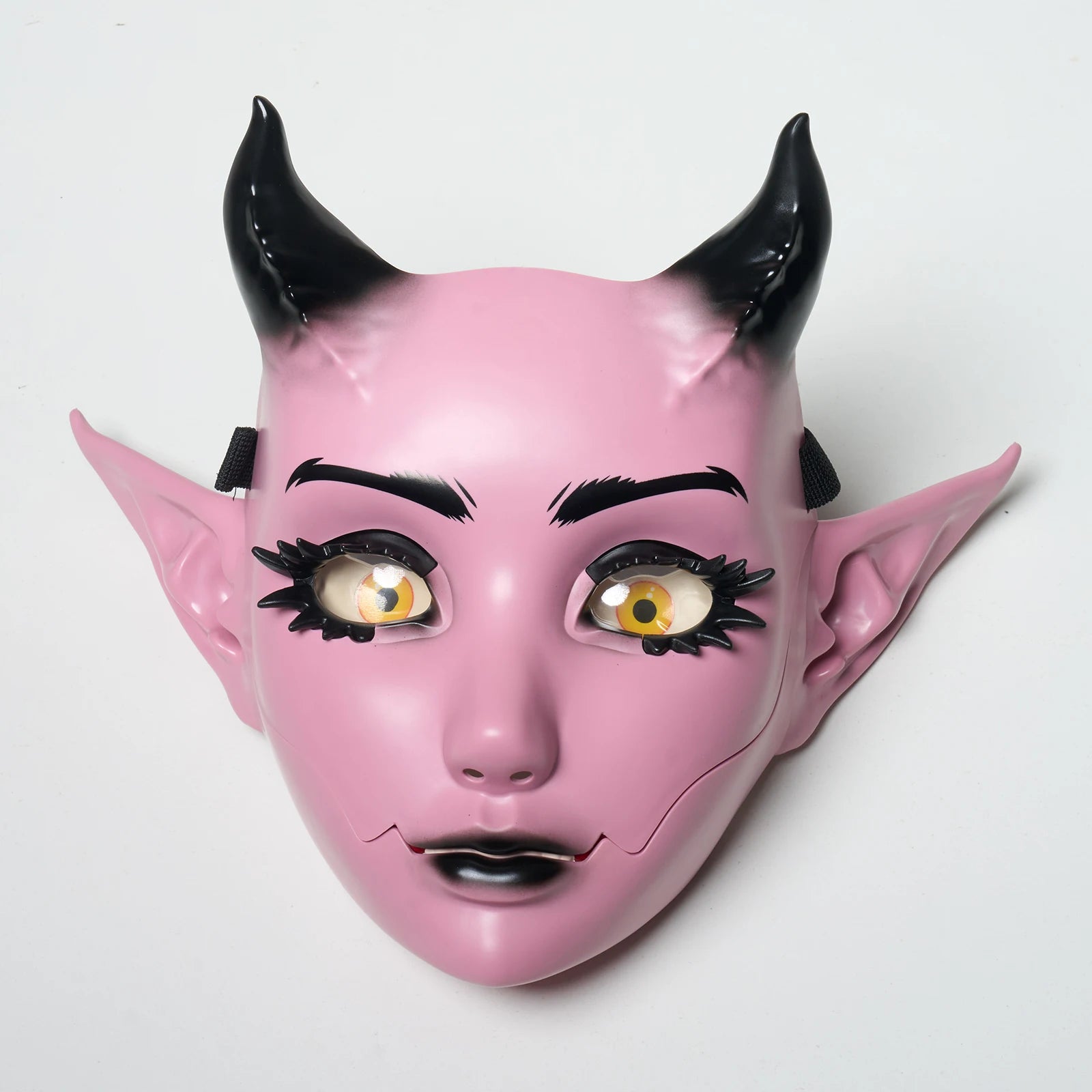 Halloween Pink Devil Mask Moving Jaw Demon Mask Costume Anime Horned Goblin Face Mask - View 6