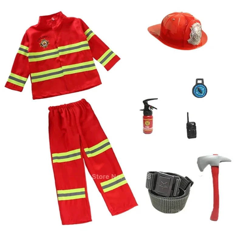 Kids' Firefighter Uniform Sam Fireman Halloween Costume - Beige / 150