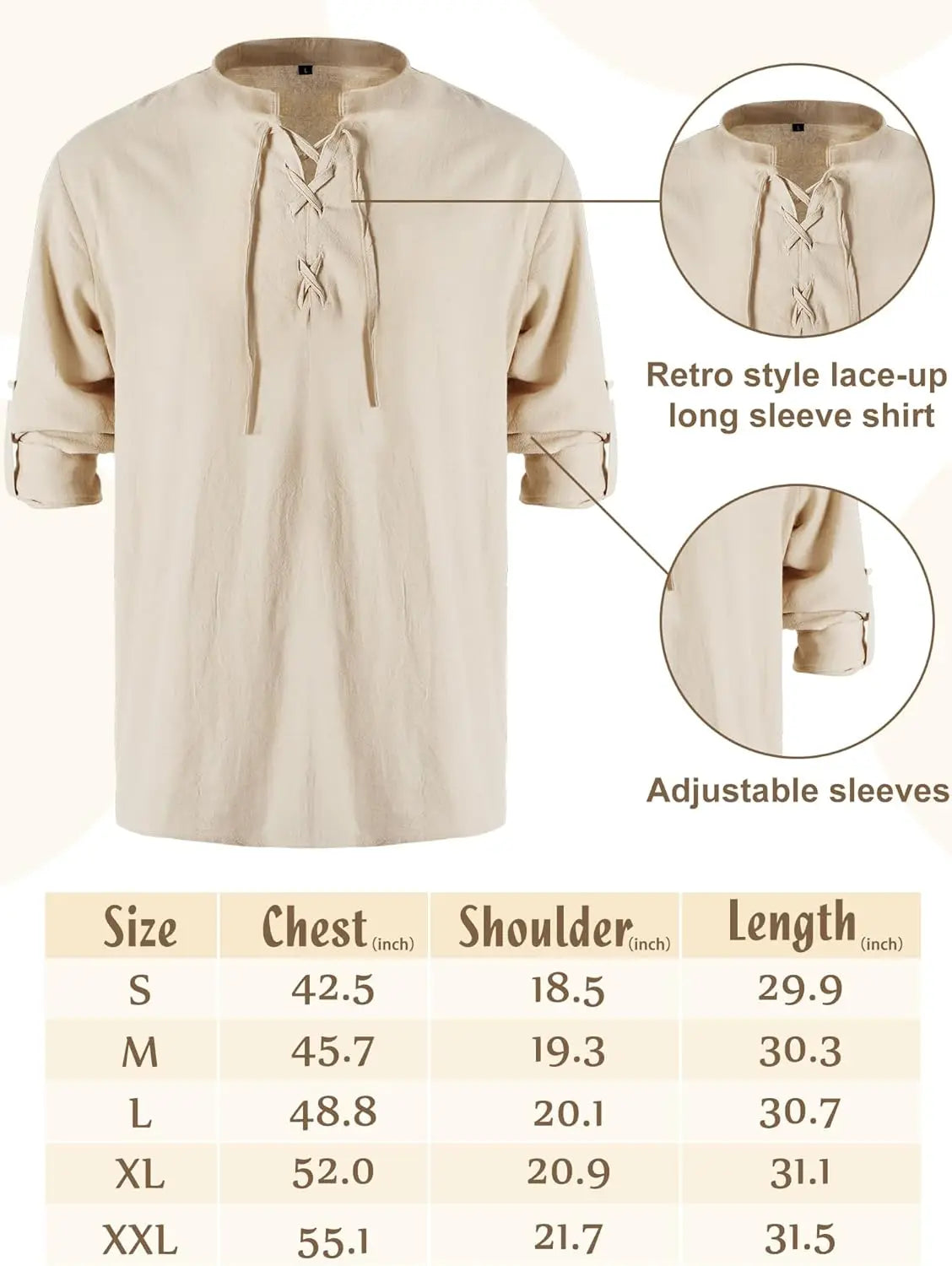 4 Pcs Halloween Men's Renaissance Costume Set Medieval Pirate Shirt Ankle Banded Pants Viking Belt Accessories - product image 2