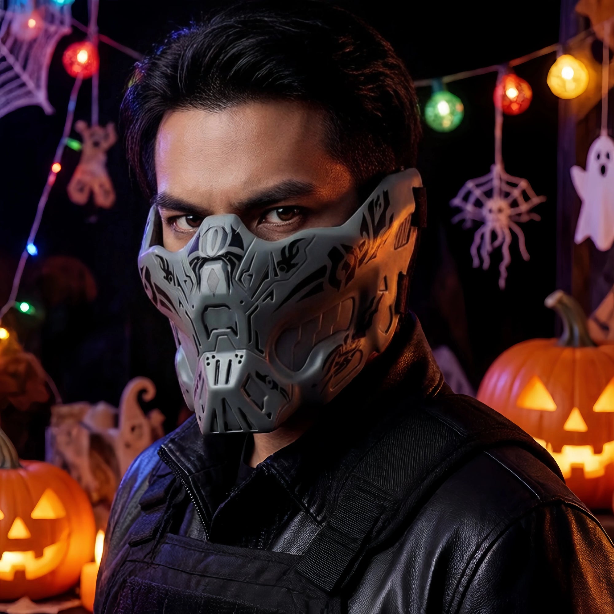 Halloween Ghost Mask, TPE Silicone Half Face Mask, for Halloween Cosplay Costume, Scary Tactical Mask - product image 6