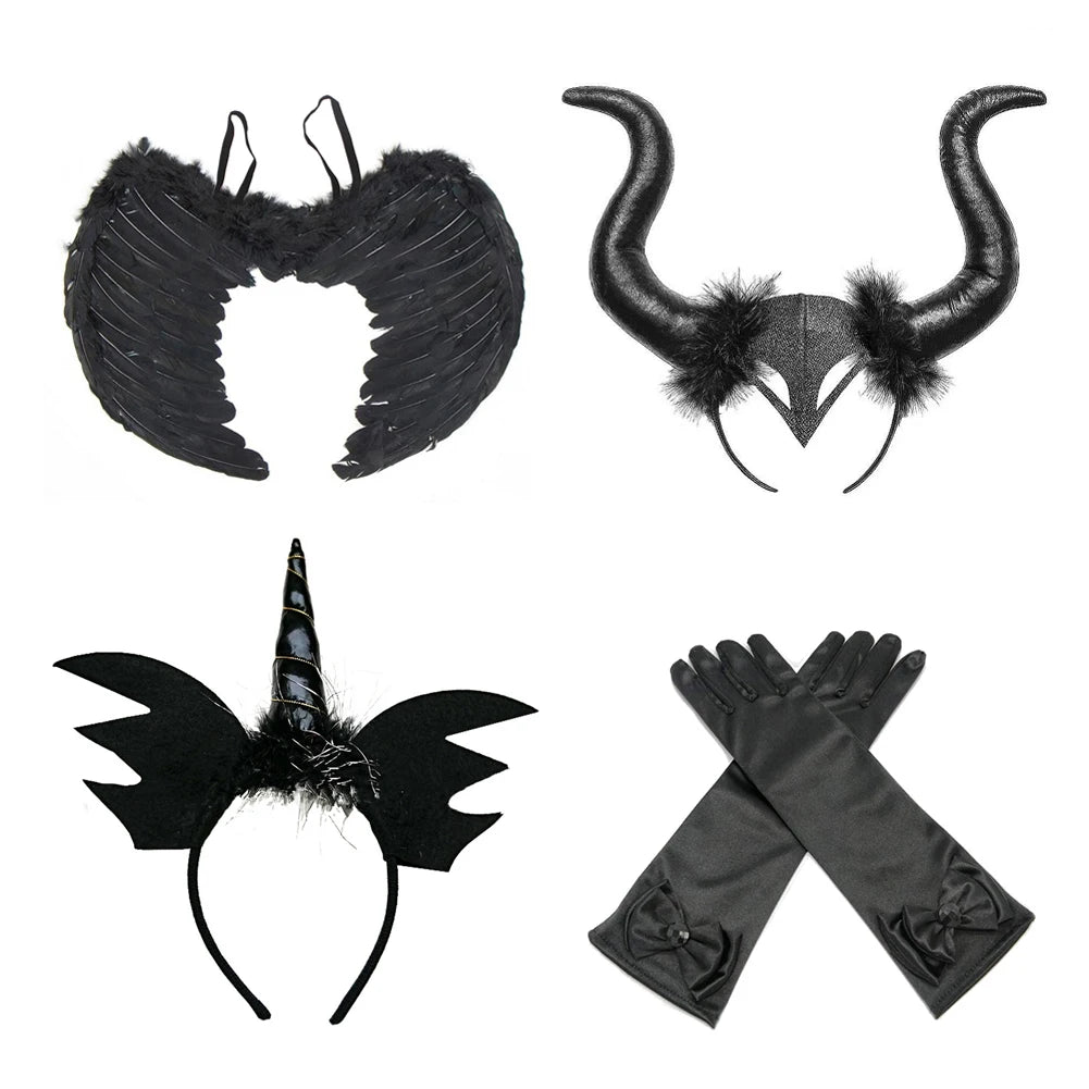 Kids' Dark Witch for Girls Black Devil Angel Fancy Trailing Dress with Costume - alternate view 6