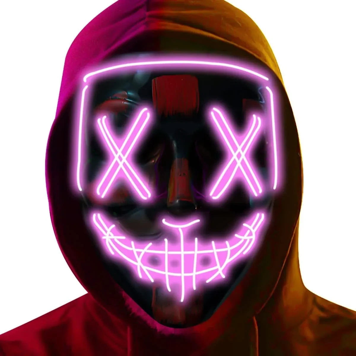 Poptrend Halloween Mask LED Light Up Mask Scary Mask for Costume Halloween Costume Parties - Red Blue